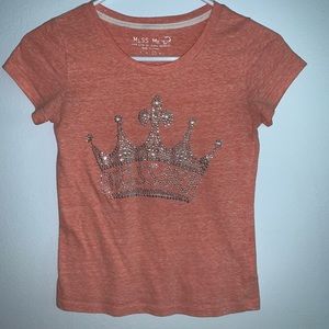 Peach colored Miss Me shirt with all jewels